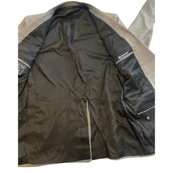 Vintage BURBERRYS' England Blue Grey Black Wool Houndstooth Blazer ~42R - Picture 7 of 7